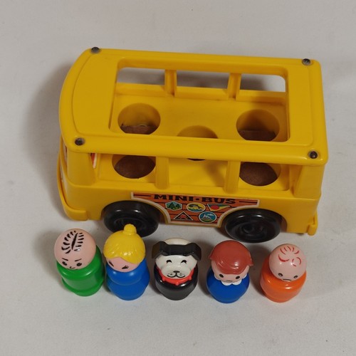Fisher Price 1969 Yellow Mini Bus #141 Play Family Little People W/ 5 Figures - Picture 11 of 16