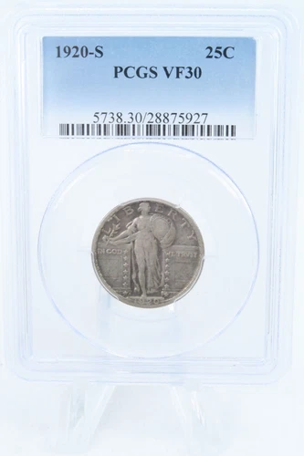 1920-S PCGS VF30 Standling Liberty Quarter Business Strike 25C