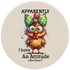 Funny Chicken Mouse Pad, Coquette Green Bow Chicken Mouse Pads for Wireless M...