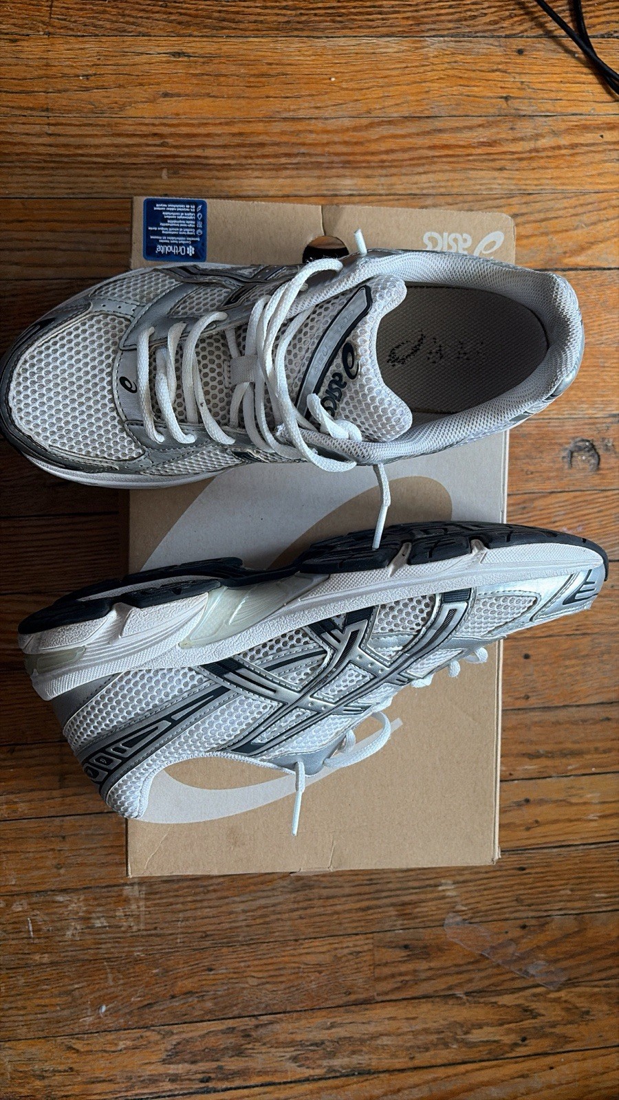 ASICS Men's White Silver Mesh Lace-Up Running Sneakers Low Top Athletic Shoes thumbnail 2