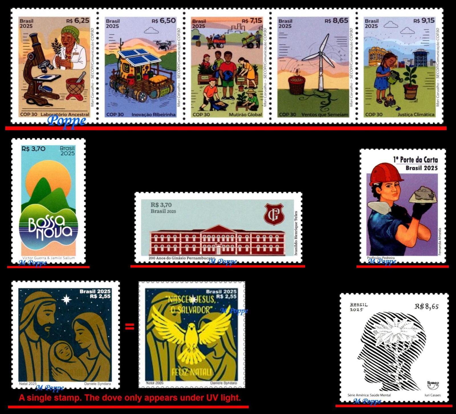 BRAZIL 2025 ALL STAMPS ISSUED, FULL YEAR, 10V, ALL MNH VF