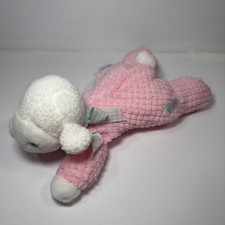 Vintage 11" Eden Pink Lamb Sheep Laying Down Waffle Thermal Terry Plush Stuffed