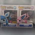 Funko Pop Pokémon Flocked Espeon #884 And Flocked Glaceon #921