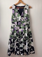 Talbots The Oprah Collection Purple Navy Floral Fit Flare Dress Size 4Petite