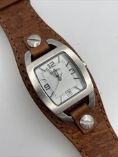 Fossil Jr-8318 Silver Dial Brown Floral Leather Strap Women s New Battery