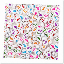 200 White Round Acrylic Letter Beads for Jewelry