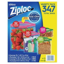 Ziploc Reusable Freezer Variety 347 Bags Gallon Quart Sandwich Snack Food Quart