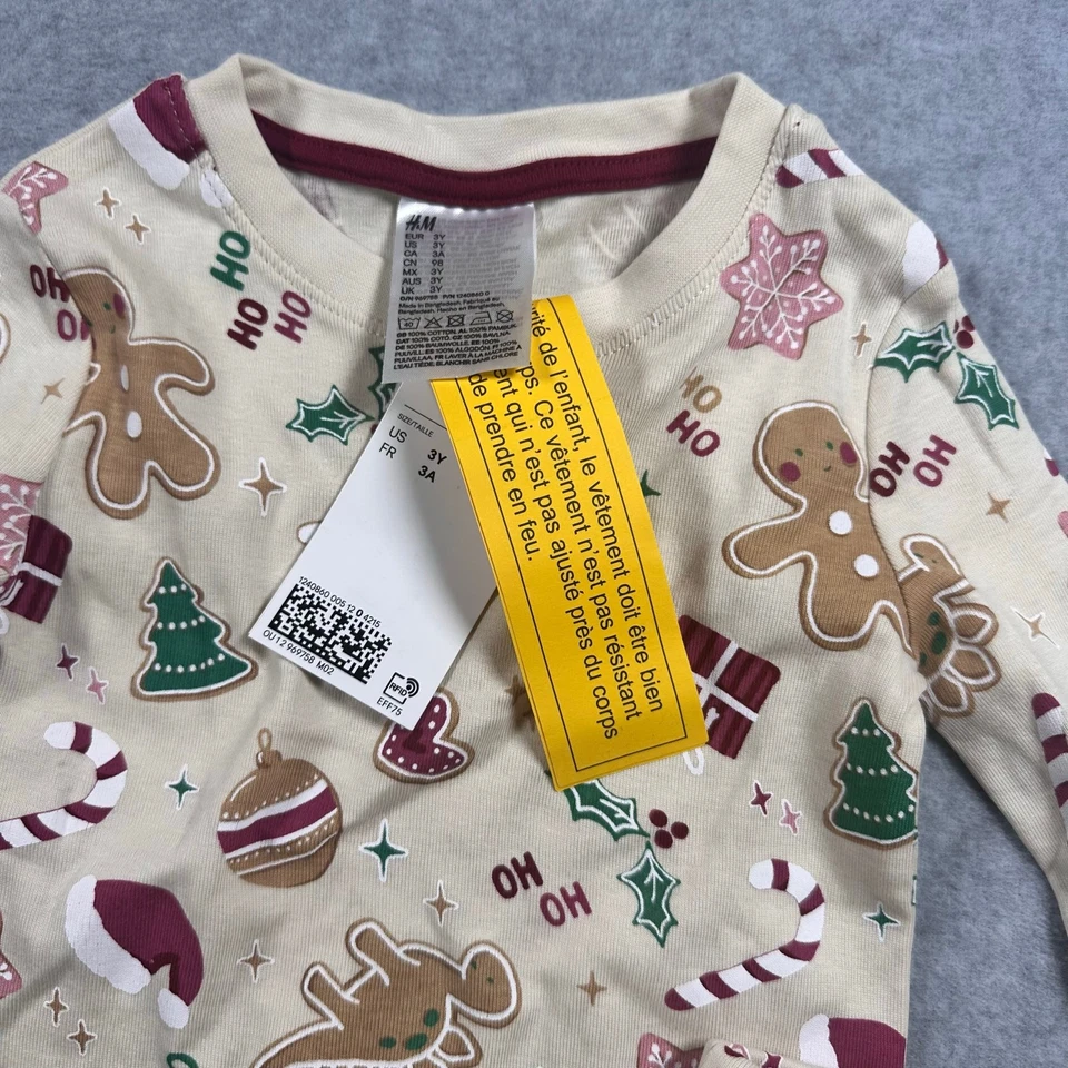 H&M Conjunto de Pijama Jersey Algodón Calce Ajustado Pan de Jengibre Vacaciones Talla 3Y Nuevo con Etiquetas Foto 3 de 3