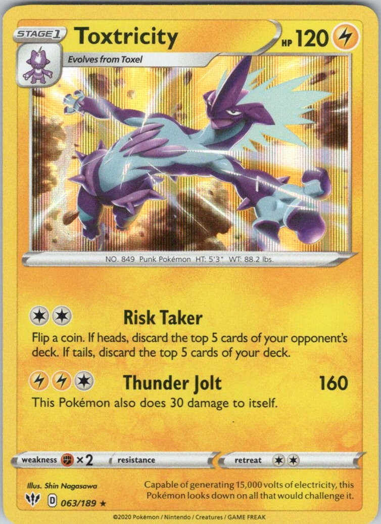 Toxtricity #63/189 (Holo) (NM) SWSH03: Darkness Ablaze SWSH03 Pokemon