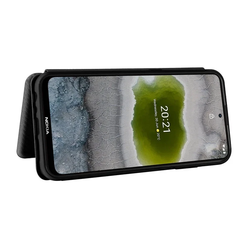 Funda para Nokia X10/X20 Fibra de Carbono Imán Abatible Soporte Ranura para Tarjeta Cubierta Foto 3 de 4