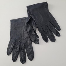 Vintage Black Real Kid Leather Opera Gloves Sz 7.5 Long Formal