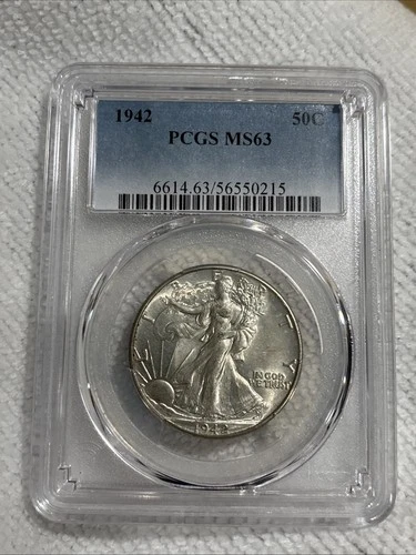 GRADED 1942 Walking Liberty Half Dollar PCGS MS 63 Silver American Coin