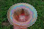 ANTIQUE DUGAN FIVE HEARTS CARNIVAL GLASS ROUND BOWL - MARIGOLD - SCARCE