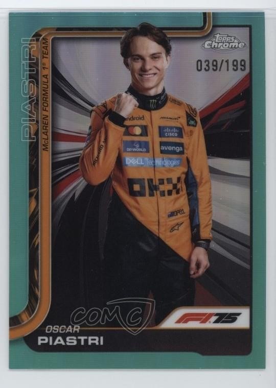 2025 Topps Chrome Formula 1 F1 Drivers Aqua Refractor 39/199 Oscar Piastri #6