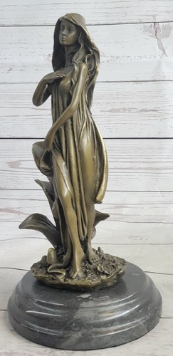 Hot Cast Girl Nymph Fairy Fantasy Collectible Bronze Marble Statue Art Deco Sale - Picture 4 of 10