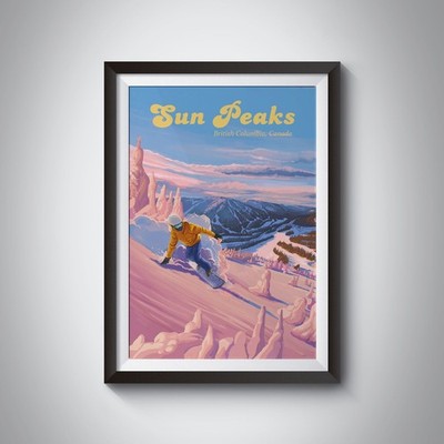 Sun Peaks British Columbia Kanada Snowboarden Reise Poster