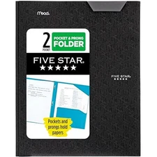  2-Pocket Folder, Plastic Folder with Stay-Put Tabs 1 Count (Pack of 1) Black