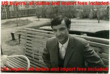 1968 Vintage Photo. Old Collectible Photo Card - Man with Baby Strol USSR
