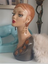   Hand painted vintage retro lady mannequin display head refurbished Retro Style
