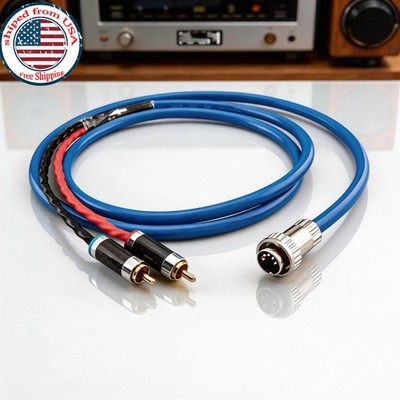 HiFi Audio Output Cable OFC Silver Plated Cord 5 Pin DIN to 2x RCA for Naim Quad
