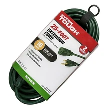 Hyper Tough 25ft 16AWG Green Extension Cord 3-Prong 13A Outdoor Outlet 