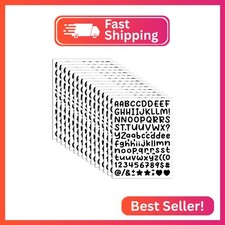 15 Sheets Small Letter Stickers - 0.5 Inch Cartoon Black Vinyl Self Adhesive Alp