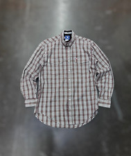 Vintage Texas Cotton Plaid Button Up Shirt Mens M Made In USA Western Cowboy