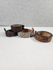 RARE Vintage Lot of 3 Cowboy Belts Country HANDMADE USA Leather Cowgirl Engraved