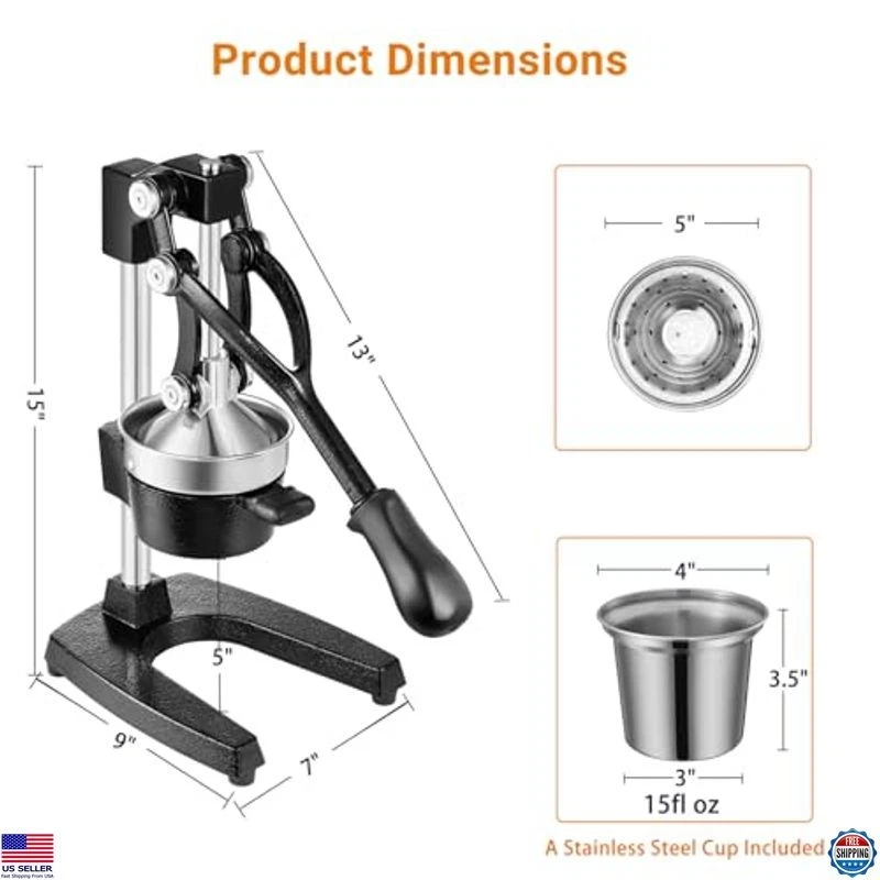 Cast Iron Juicer Hand Press for Lemon Pomegranate Lime Citrus Fruits with - Image 4 of 4