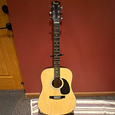Squier Dreadnought Acoustic Guitar Full Size Natural Spruce 6-String w/ Stand