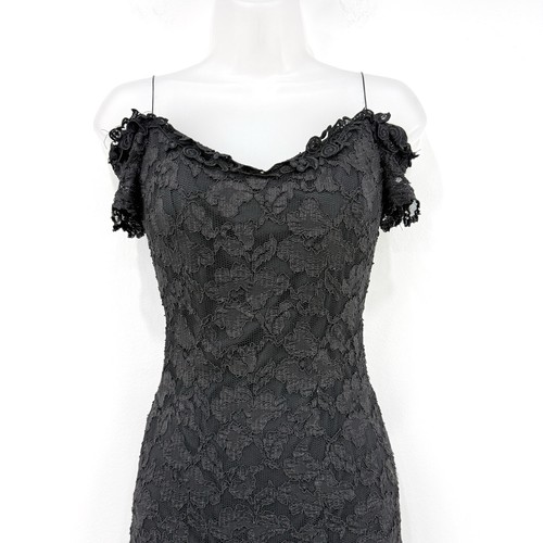 Vintage 90er Night Way Coquette Kleid Damen 4 schwarz Spitze romantisch formell Veranstaltung HOCO - Bild 10 von 12