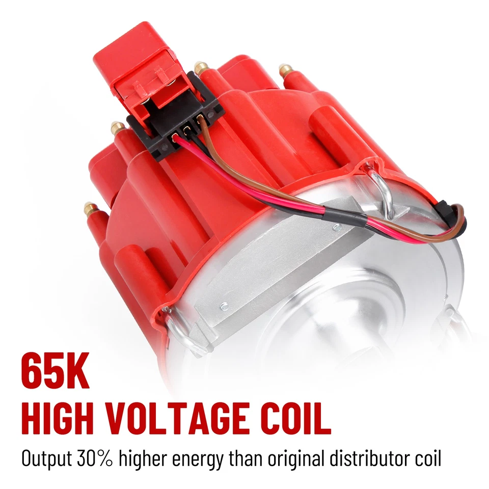 Distribuidor HEI + cables de bujía para motor Chevy SBC 283 305 327 350 400 V8 Foto 4 de 4