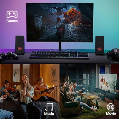 Redragon GS513 PC Gaming Speakers, 2.0 Channel Desktop Computer Sound Bar Bass & - Photo 3/9