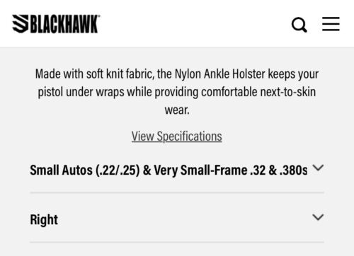 NEW Blackhawk .22 .25 .32 .380 Cordura Nylon Ankle Holster BLACK RIGHT MSRP $41 - Picture 2 of 12