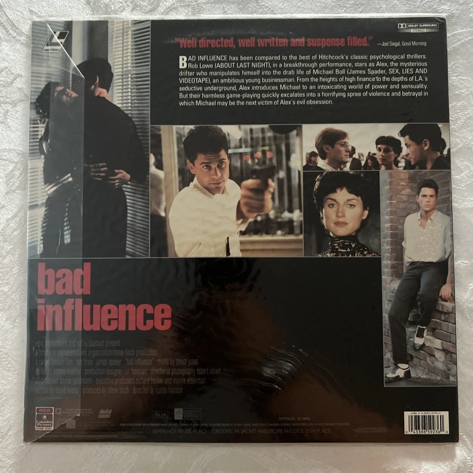 BAD INFLUENCE Laserdisc. James Spader, Rob Lowe. - Image 2 of 2
