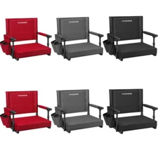 2 Pack Portable Stadium Seat Bleacher Chair Padded & Cup Holder Shoulder Strap