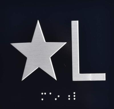 Star L (Star Lobby) Elevator Jamb Plate Sign with Braille and Raise..-REF24-1027
