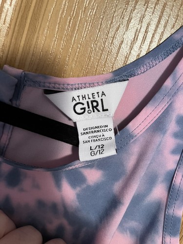 Athleta Girl On The Go Romper Blue Purple Pink Drawstring Pockets Size Large/12 - Picture 8 of 11