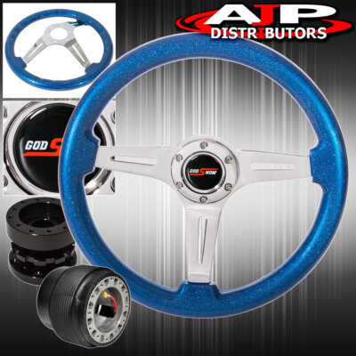 For 95-00 Eclipse Black Extender + Metallic Ocean Blue Deep Dish Steering Wheel