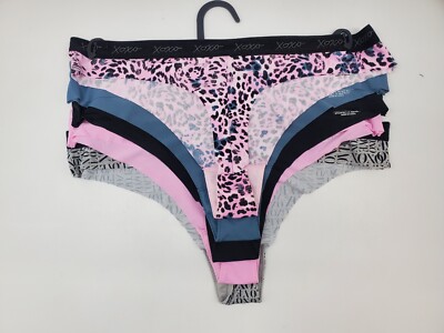 XOXO 5Pack Women M L No Panty Lines Logo Microfiber Thongs Pink