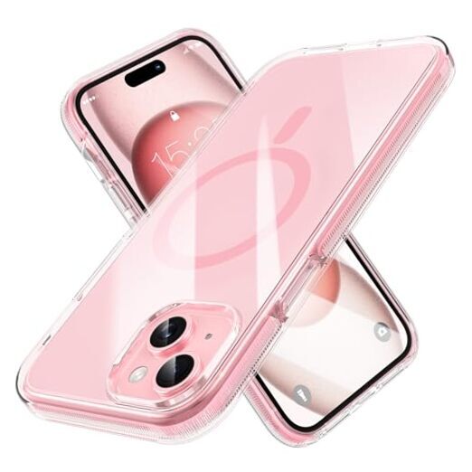 Compatible with iPhone 15 Case - Compatible with MagSafe - Magnetic Clear Pink-image
