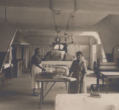 Historical Laundry Workers Interior 1930s Women In Period Attire Decor