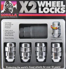 Wheel Locks  14mm x 1.50 Bulge Acorn Chrome 14x1.5     Gorilla X2  *NEW*