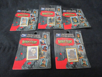 NEW 1997 USPS Classic 5 Monsters 32 Cent USA Postage Stamp Lapel Pins