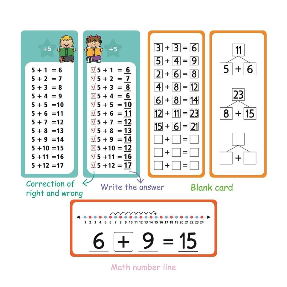 Math Addition Flash Cards Elementary Math Teaching Aids for