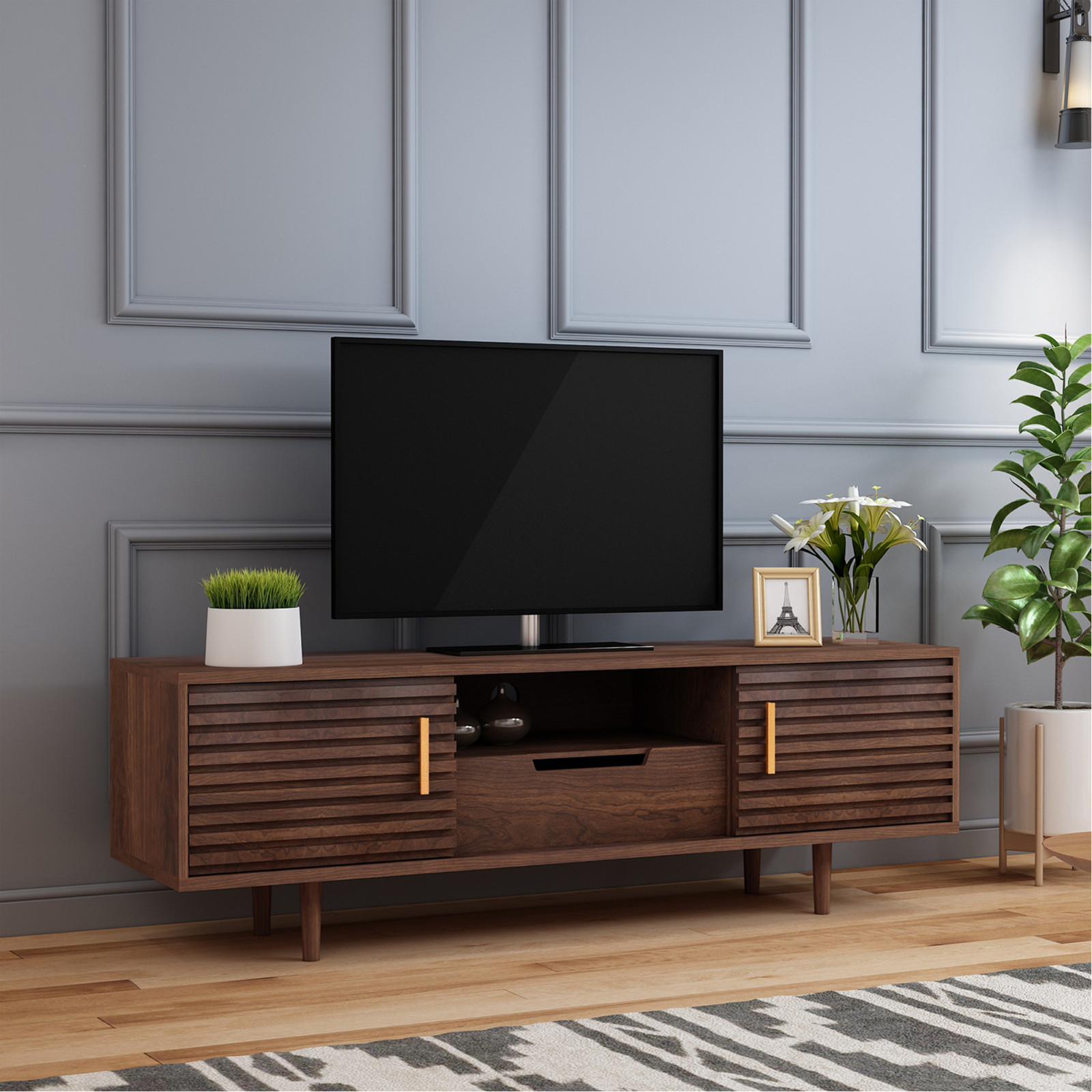 For 65+ Inch Tv Entertainment Center With Sliding Door, Draw