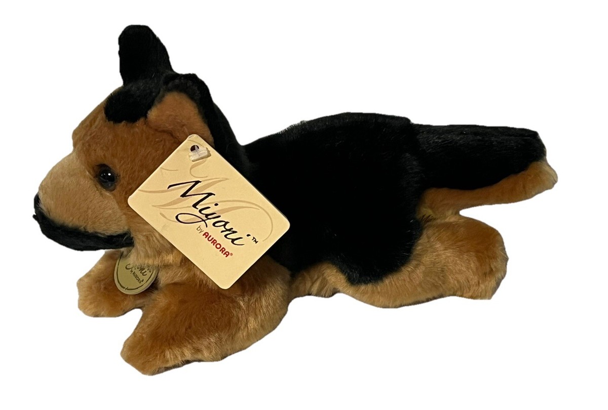 NWT Aurora Miyoni German Shepherd Dog Puppy Plush Stuffed Animal Laying  Down 9”