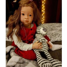 30in Artist Finished Huge Reborn Baby Doll Hand-Rooted Hair Toddler Girl Gift