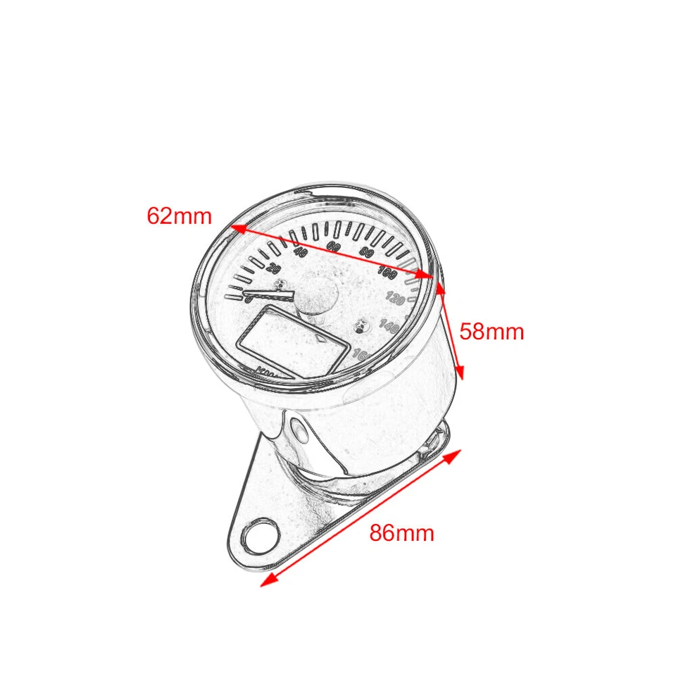 12V Motorcycle Retro Digital Speed Meter Odometer Tachometer Gauge Motorcycle - Image 3 of 4