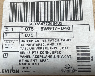 (c) Leviton 5w597-u48 Cat 5e Universal Recessed-Angled Patch Panel, 48-port 